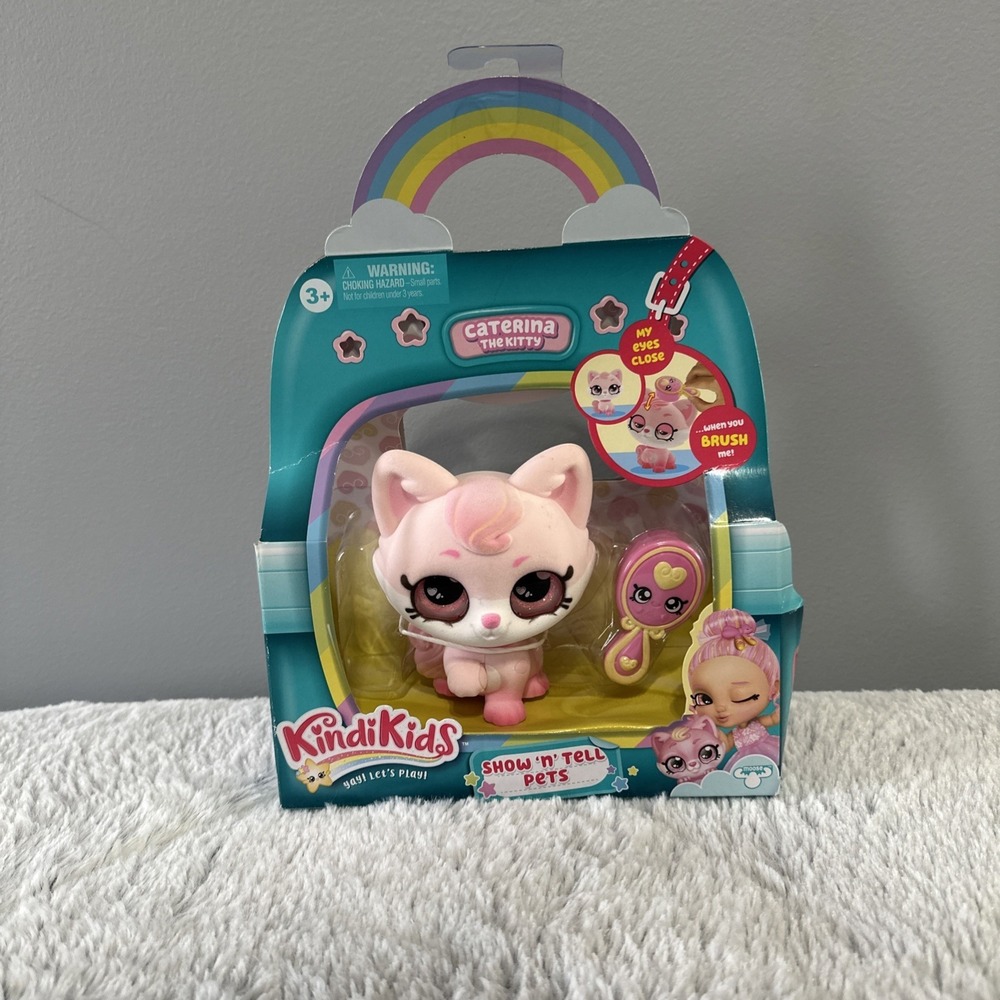 New! Kindi Kids Shopkins Show‎ N' Tell Pets Caterina Kitty Pink Cat Moose 2019